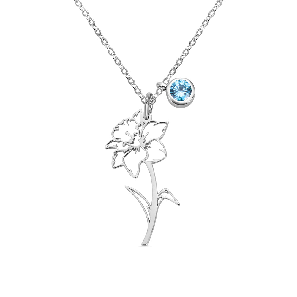 Custom Birth Flower Necklace Sterling Silver 925