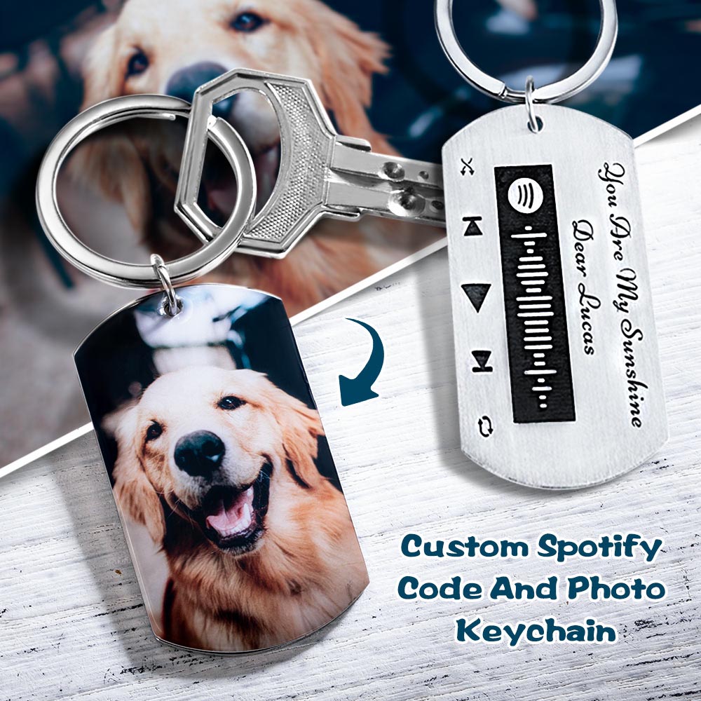 Custom Photo Love Songs Code Keychain Gift for Him/Her