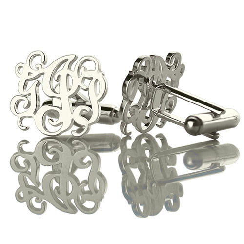 Personalized Cufflinks with Monogram Sterling Silver