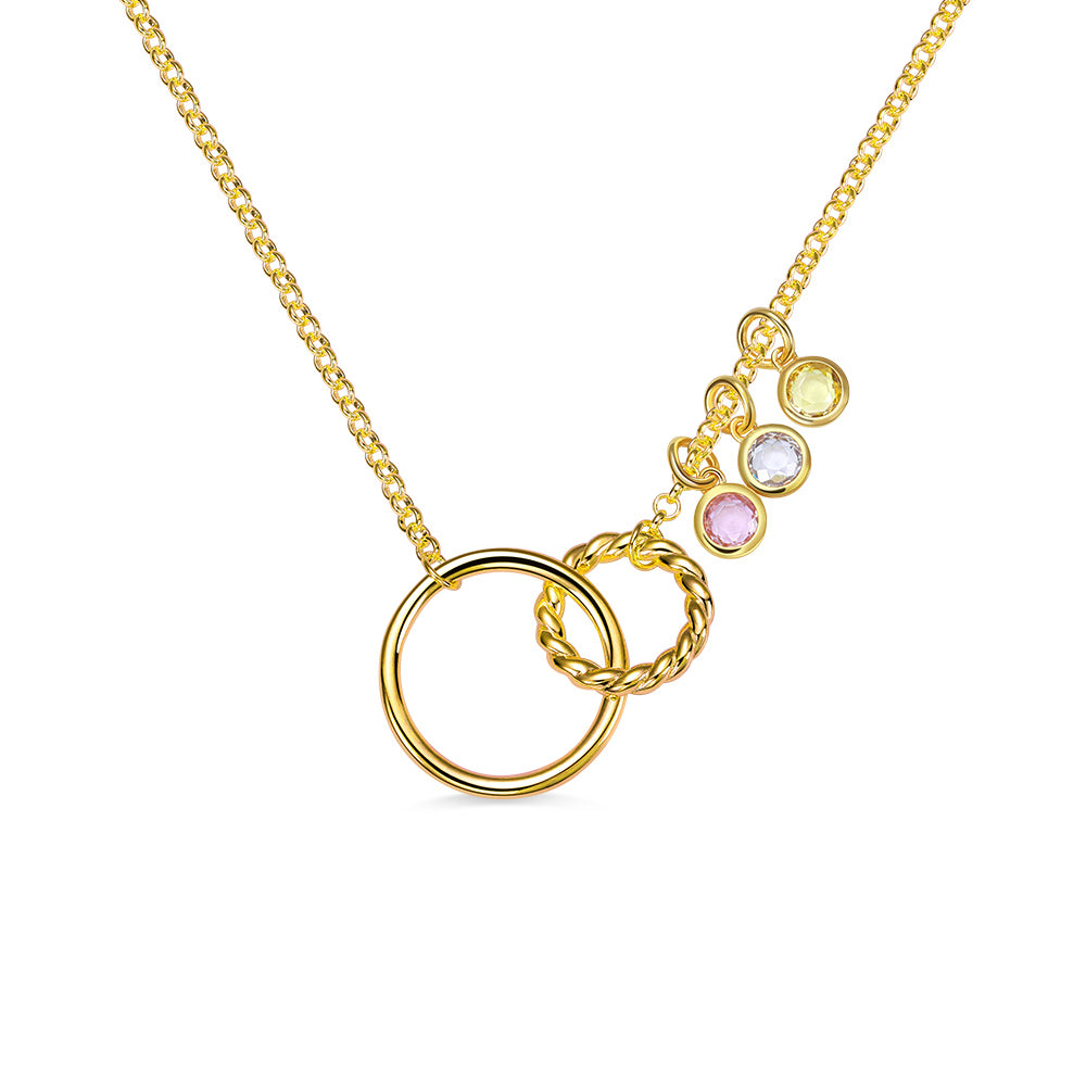 Personalized Fashion Double Ring 0~9 Birthstone Necklace