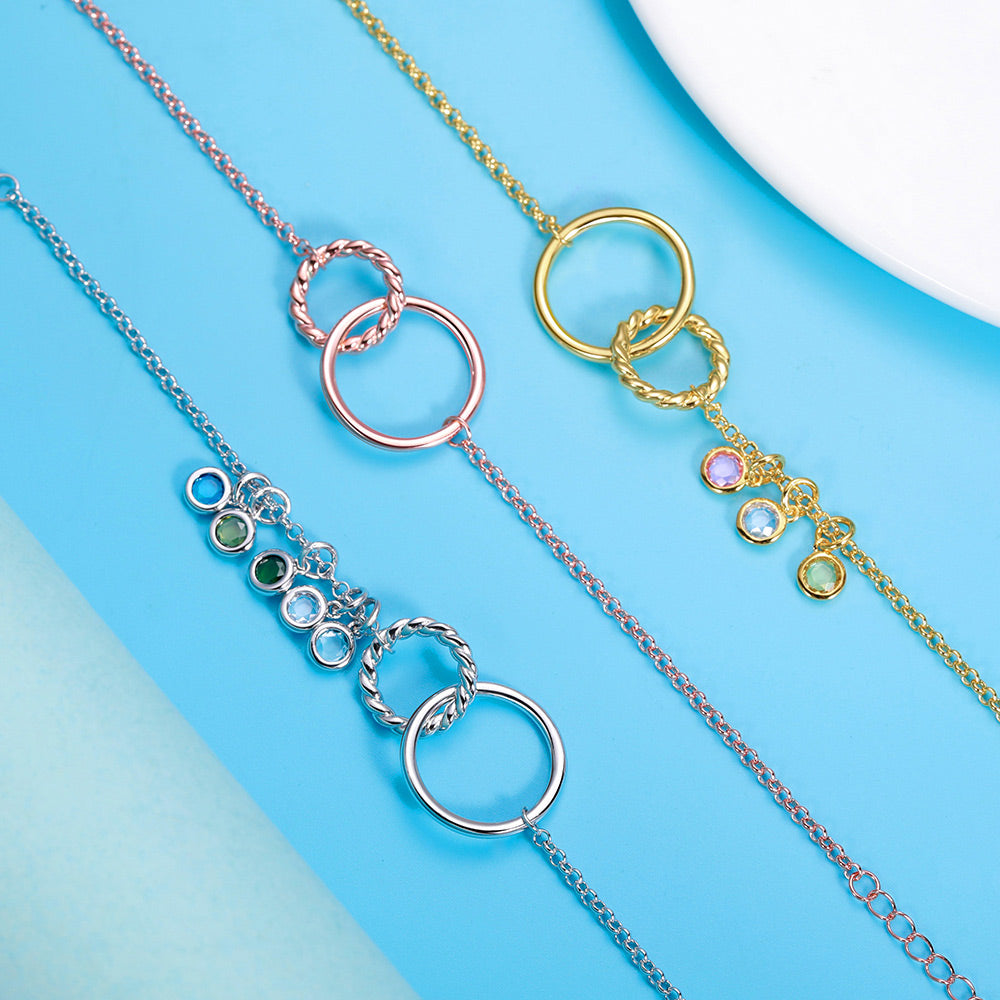 Personalized Fashion Double Ring 0~9 Birthstone Necklace