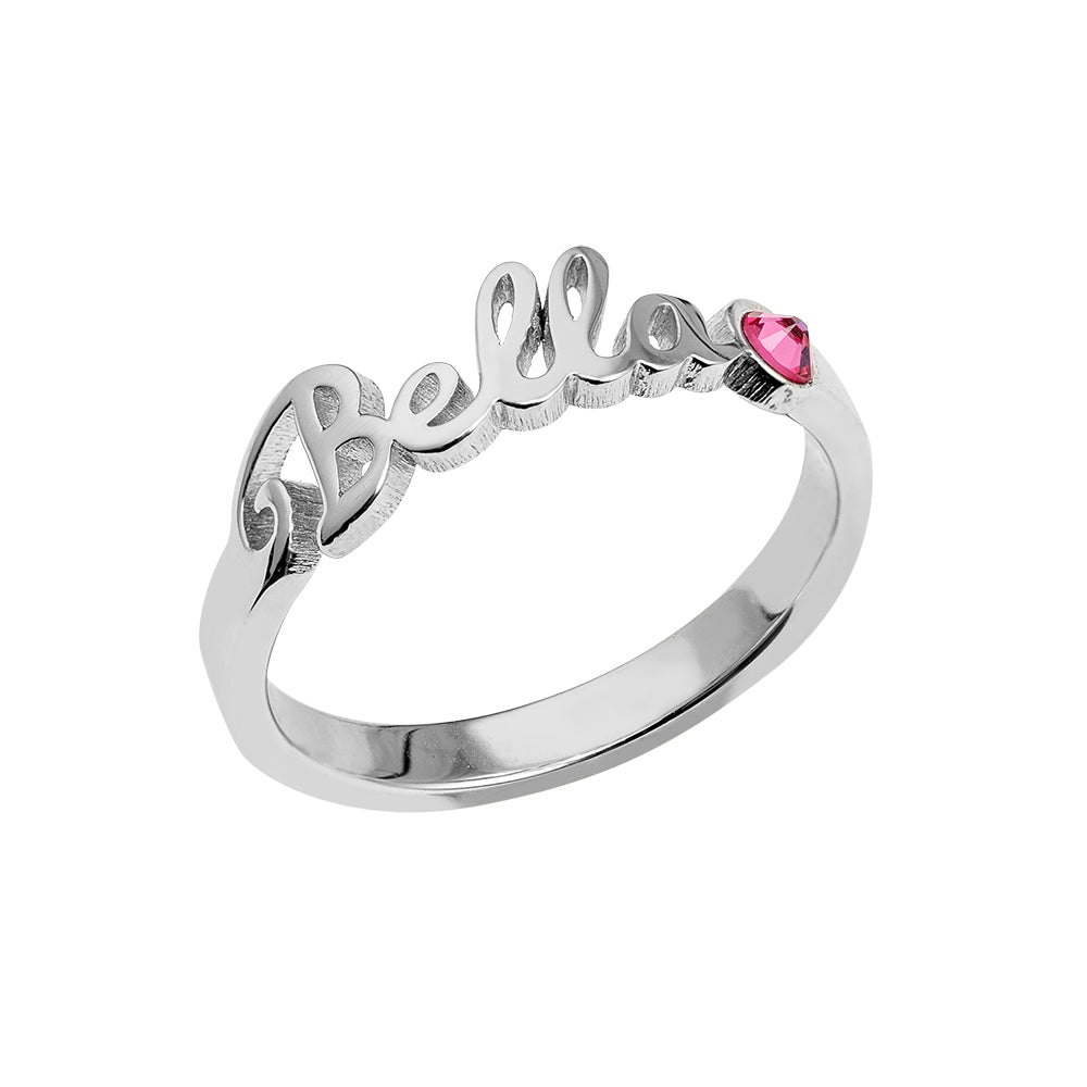 Personalized 1-4 Name Birthstone Ring