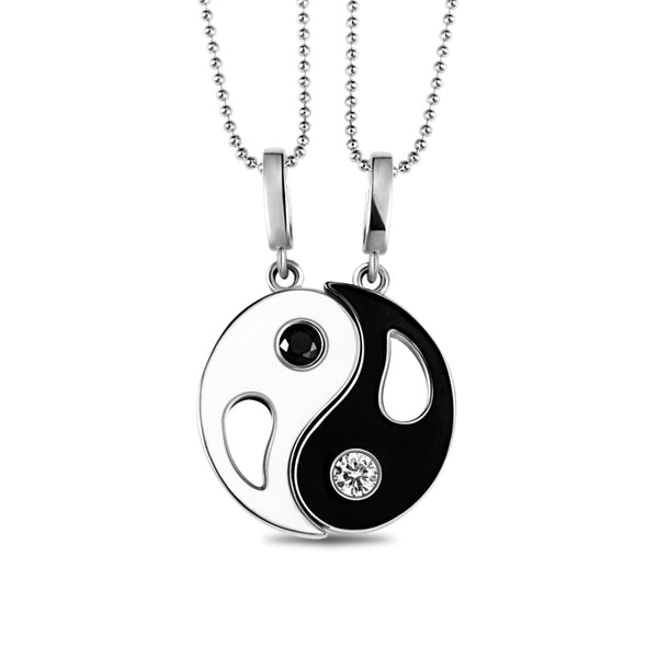 Custom Yin Yang Necklace with 2 Pendants & Birthstones