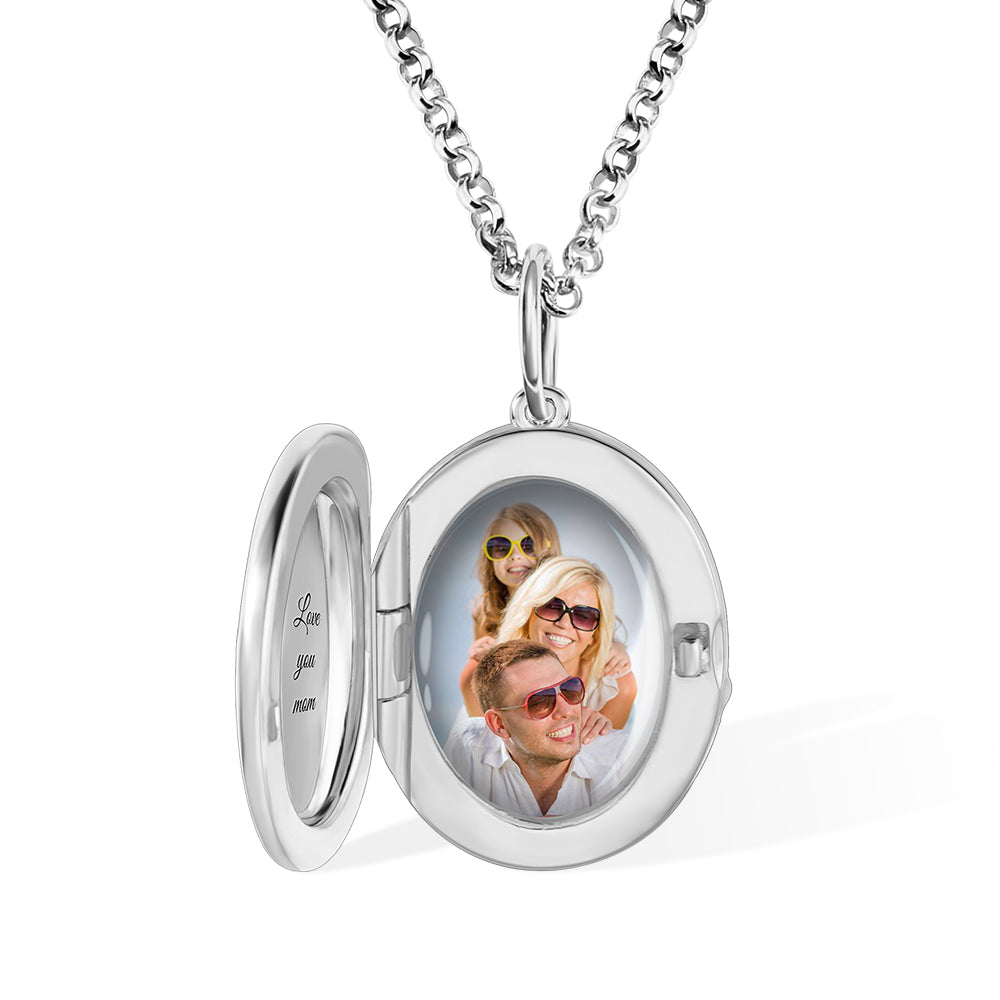 Personalized Photo Locket Necklace with 1-4 Birth Flowers