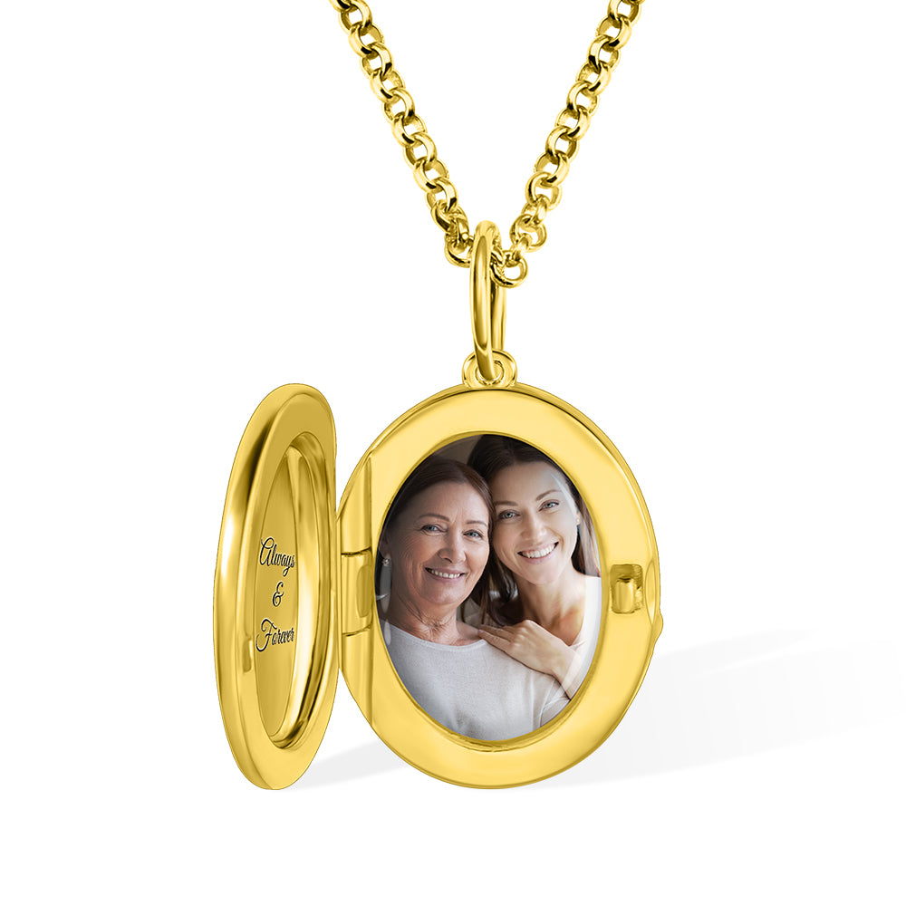 Personalized Photo Locket Necklace with 1-4 Birth Flowers