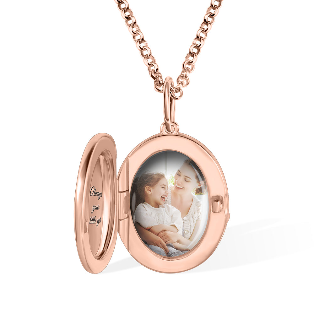 Personalized Photo Locket Necklace with 1-4 Birth Flowers