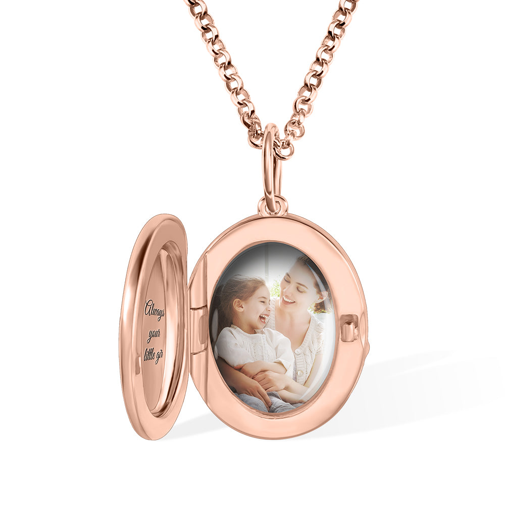 Personalized Photo Locket Necklace with 1-4 Birth Flowers