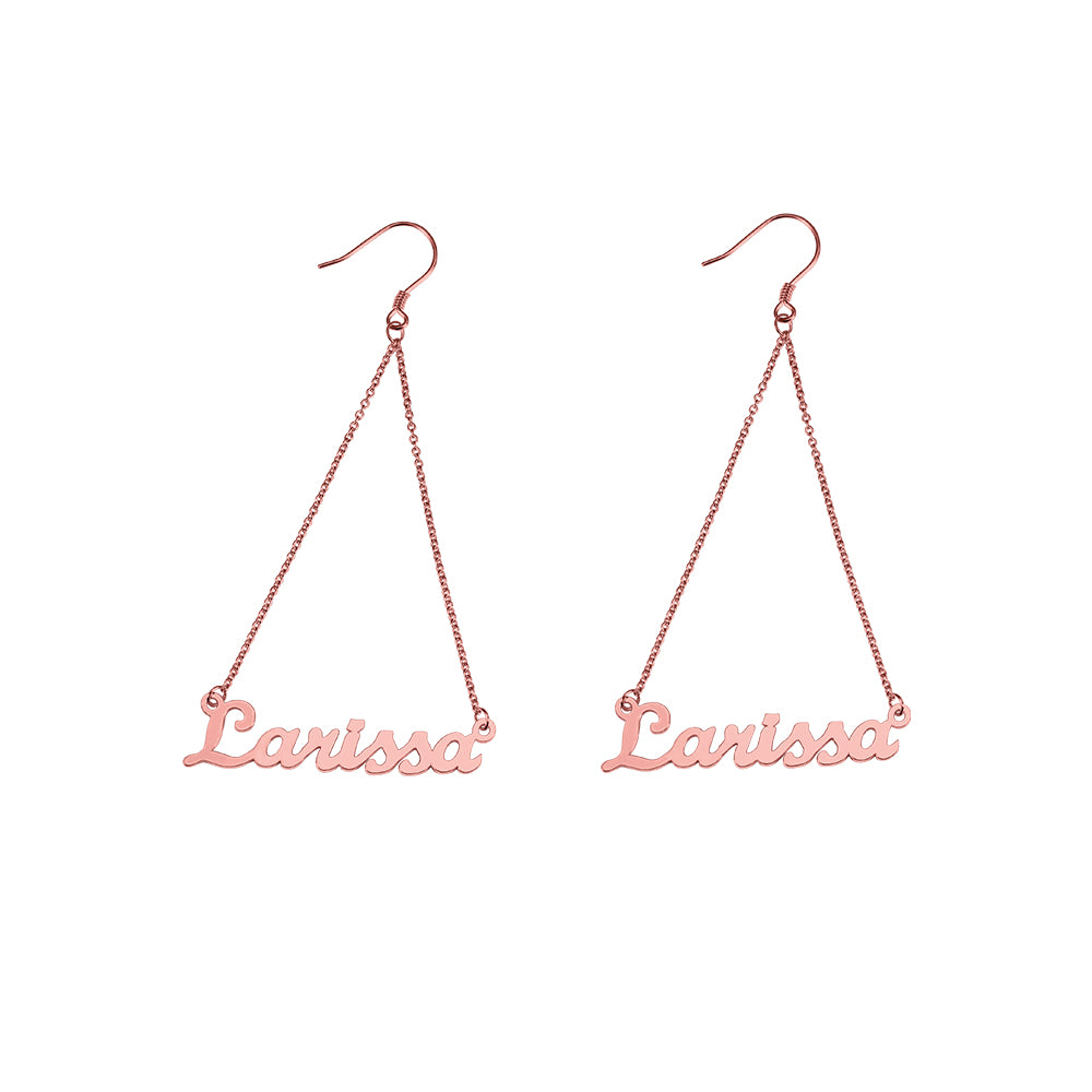 Personalized Triangle Name Earrings