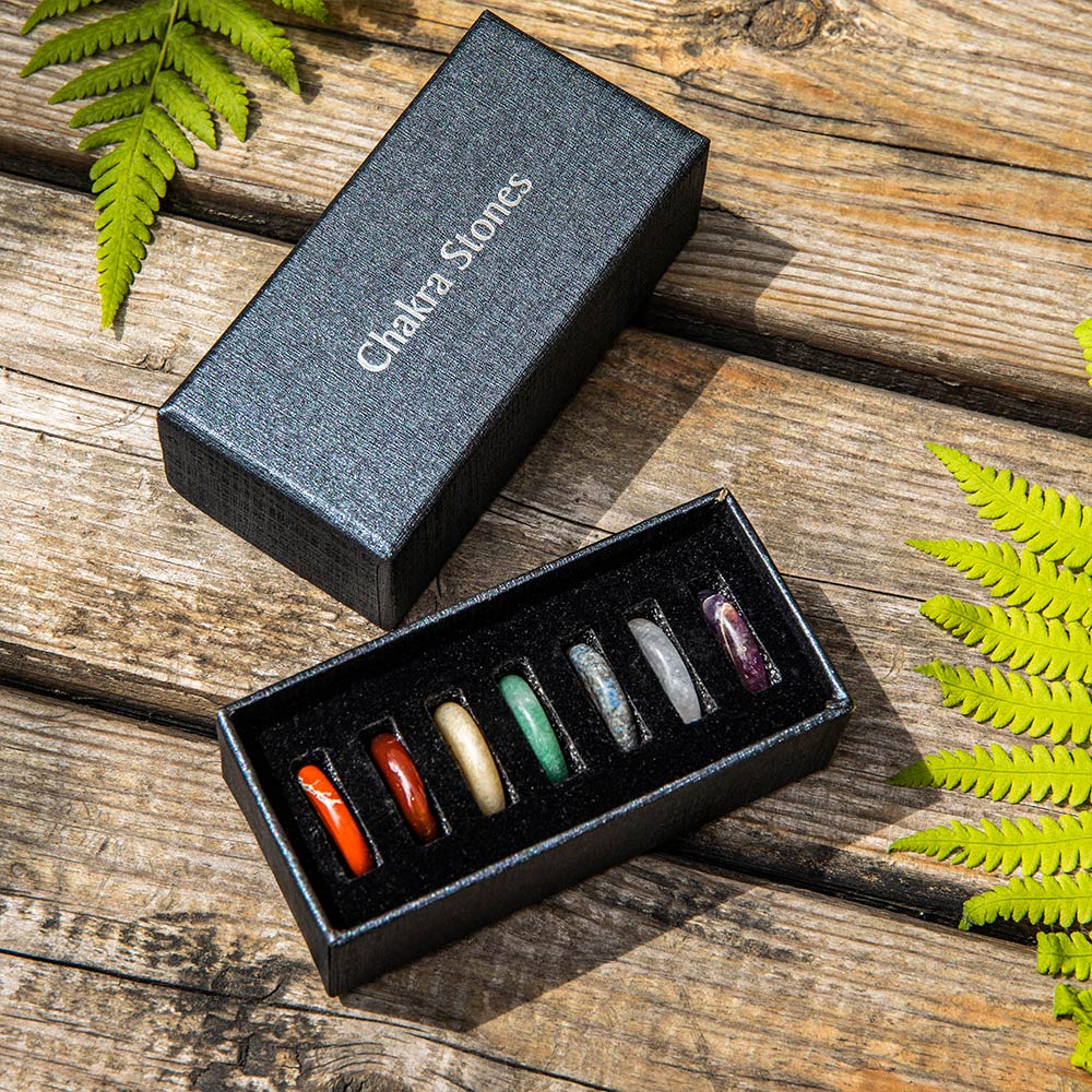 Crystal Healing Yoga Gift with 7 Gems Black Gift Box