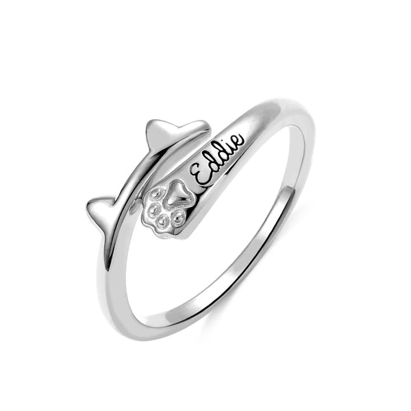 Personalized Name Cat Wrap-around Ring with Ears