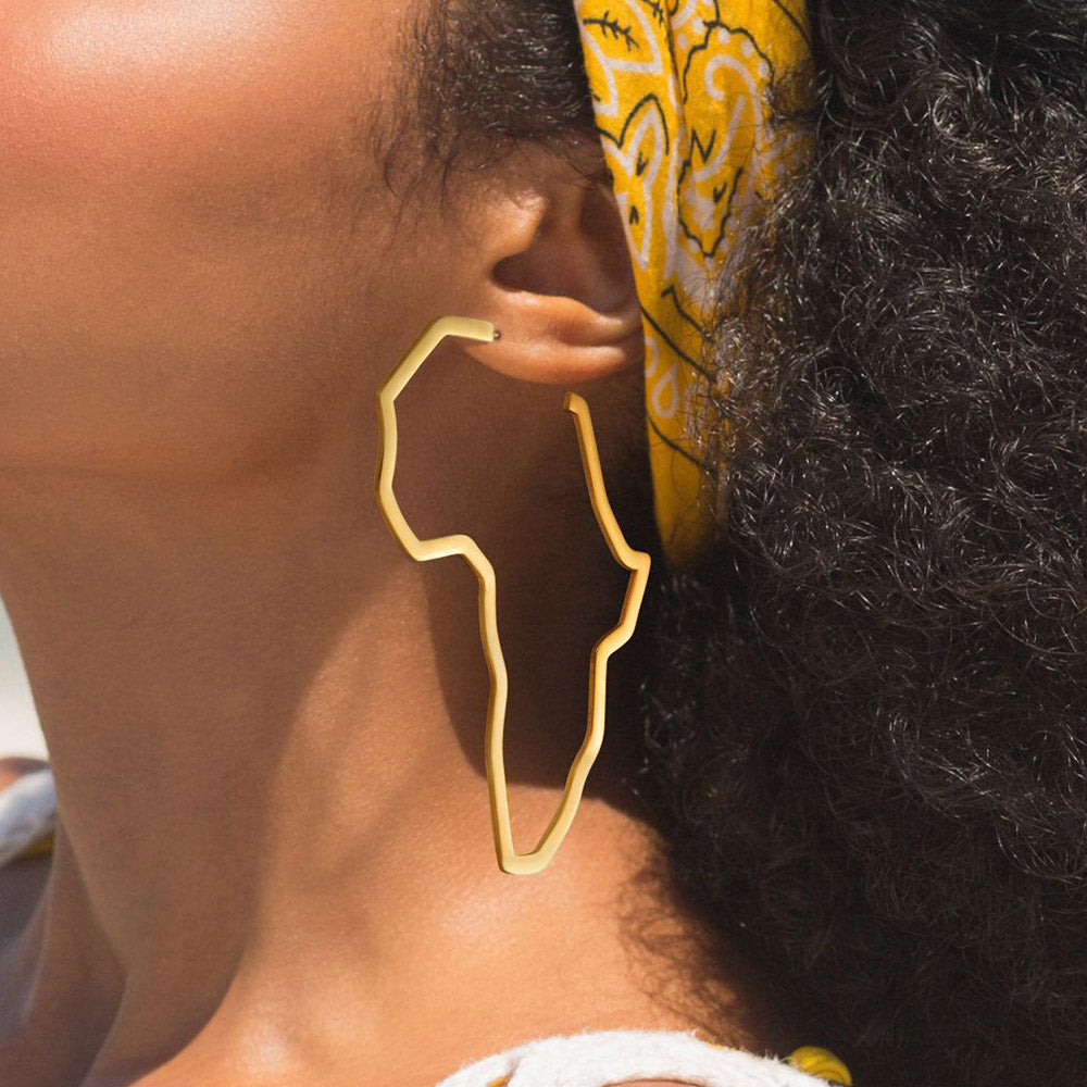 Stylish Africa Map Hoop Earrings