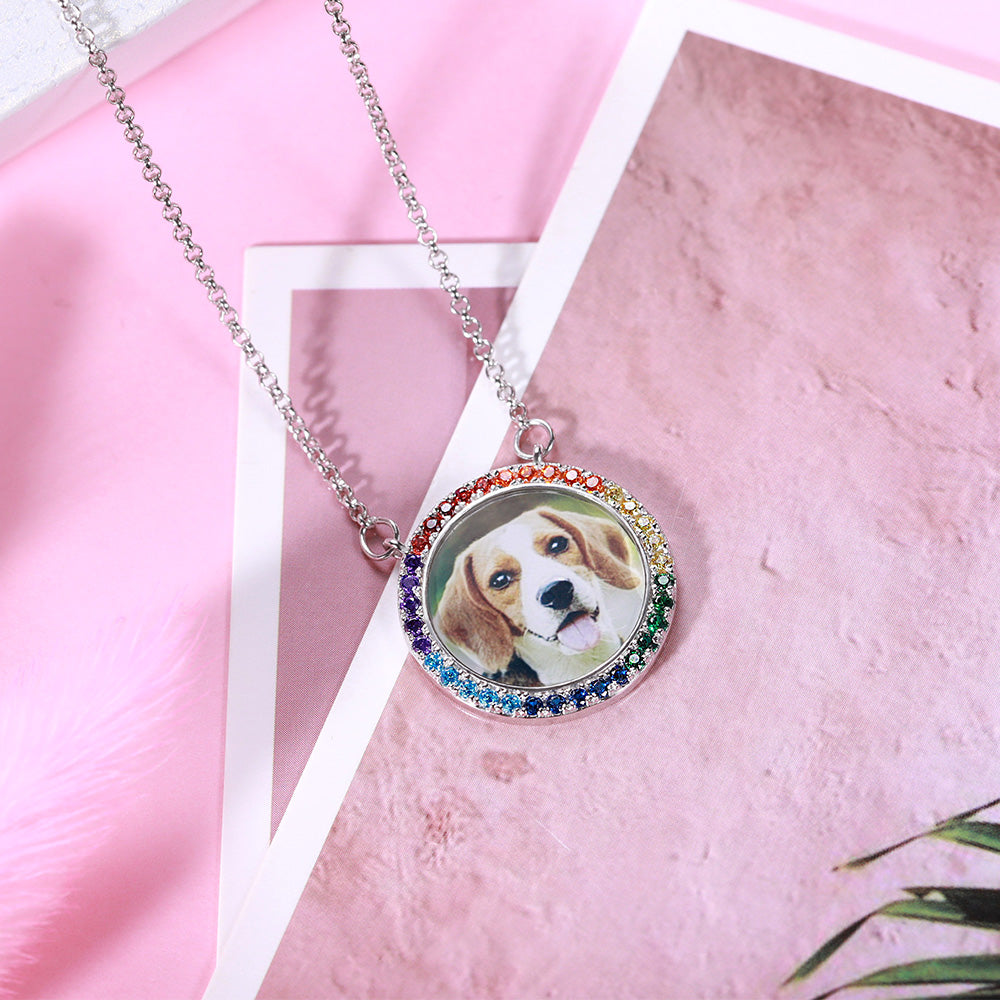 Rainbow Bridge Personalized Pet Photo Memorial Necklace