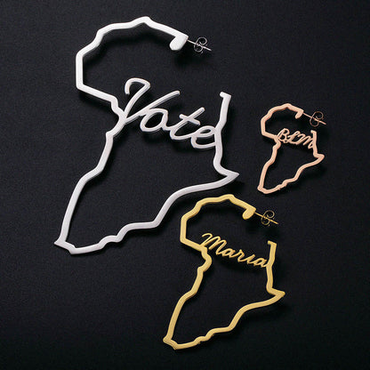 Customized Africa Map Hoop Earrings