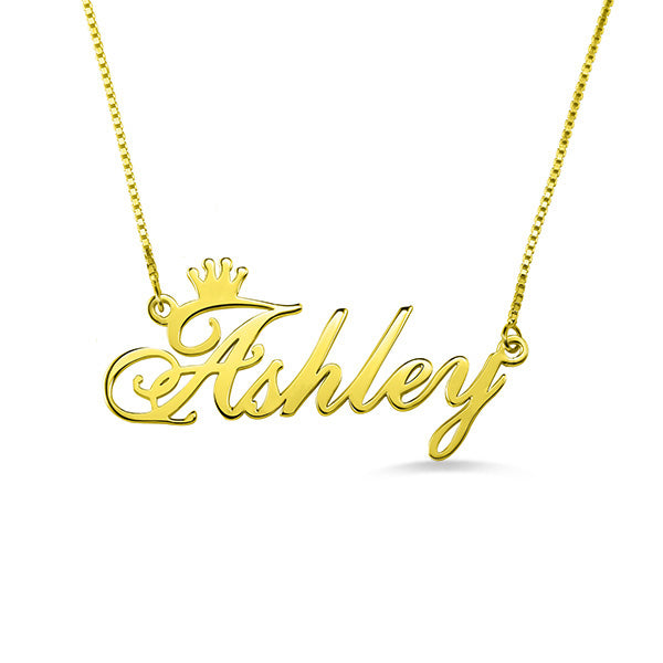 Personalized Name Crown Necklace Sterling Silver