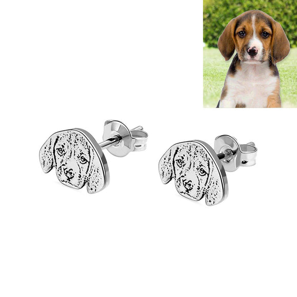 Personalized Pet Photo Stud Earrings in Silver