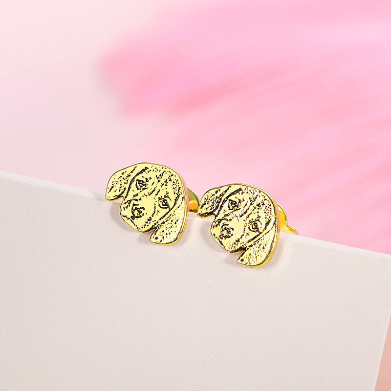 Personalized Pet Photo Stud Earrings in Silver