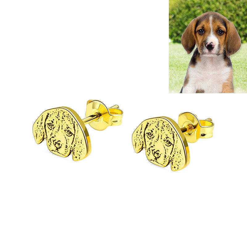 Personalized Pet Photo Stud Earrings in Silver