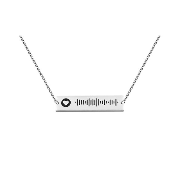 Personalized Scannable Music Code Song Necklace Sterling Silver