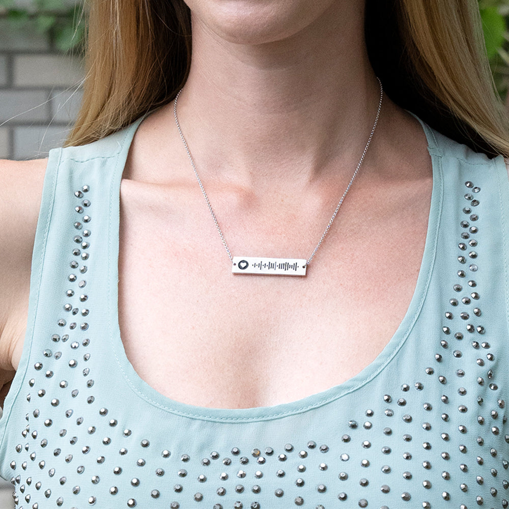 Personalized Scannable Music Code Song Necklace Sterling Silver