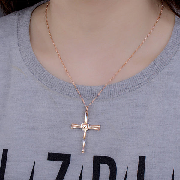 Engraved baseball cross necklace deals