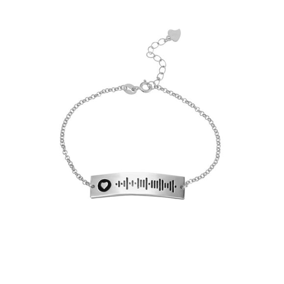 Personalized Scannable Music Code Song Bracelet Sterling Silver
