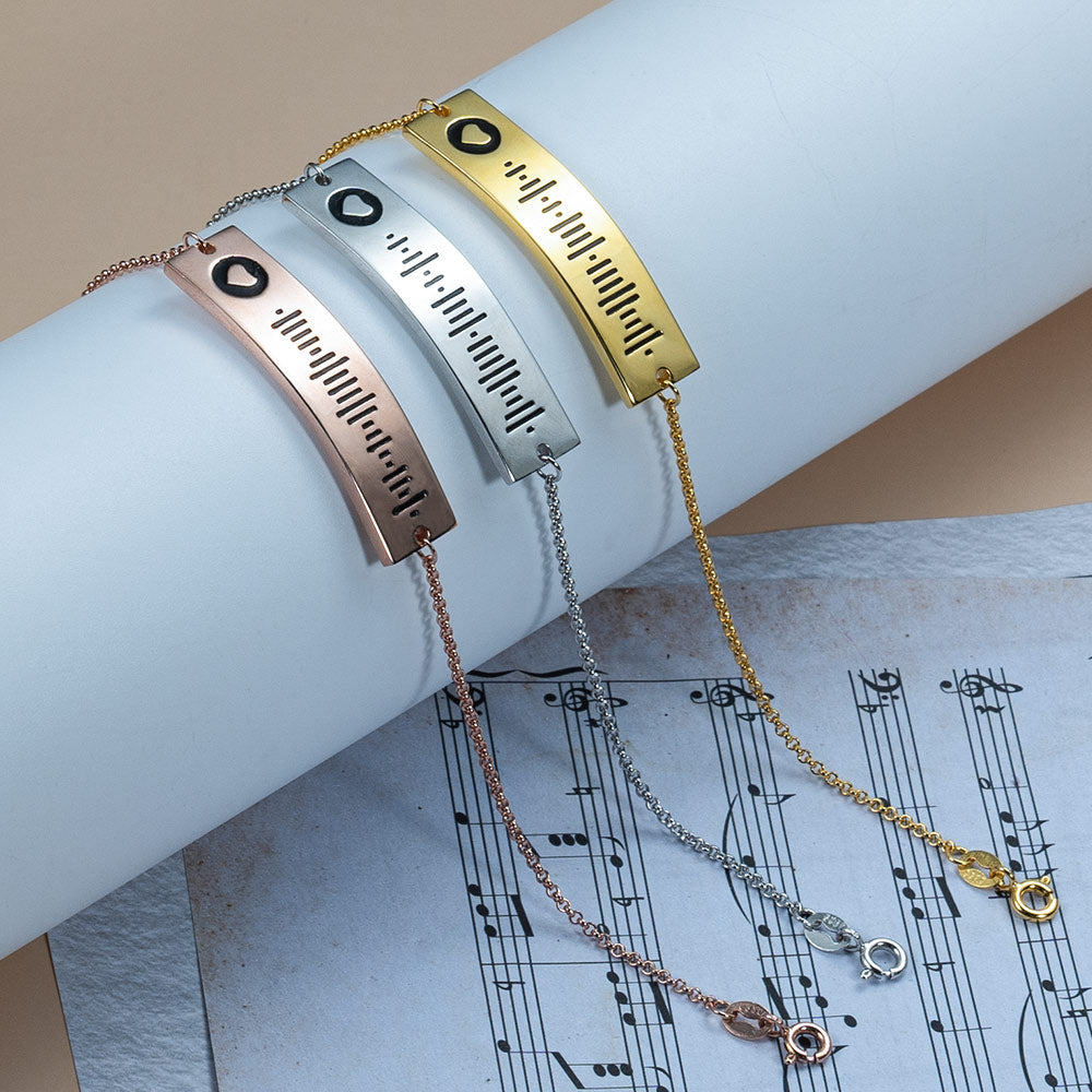 Personalized Scannable Music Code Song Bracelet Sterling Silver
