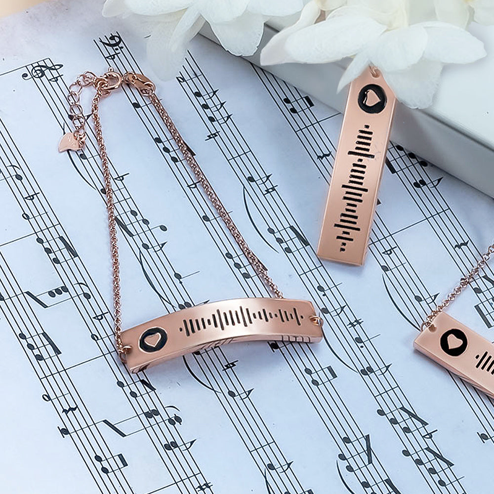 Personalized Scannable Music Code Song Bracelet Sterling Silver