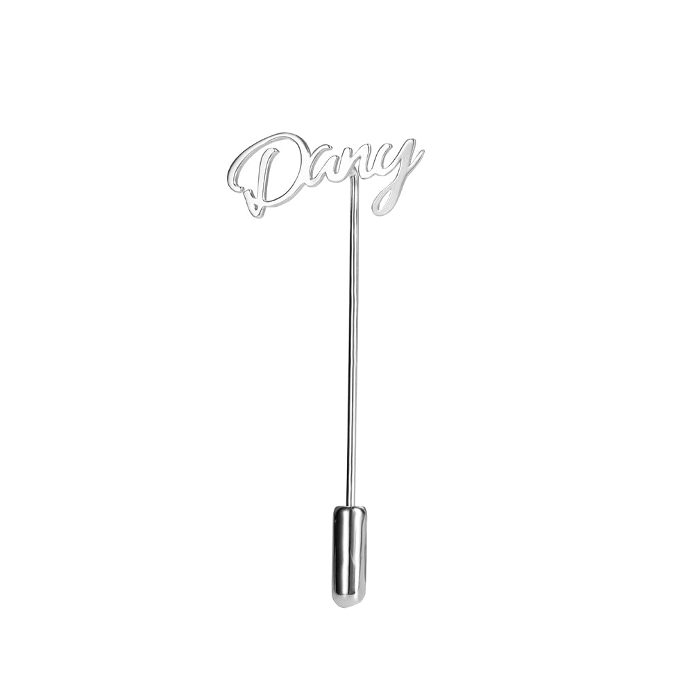 Personalized Lettering Lapel Pin Silver 925