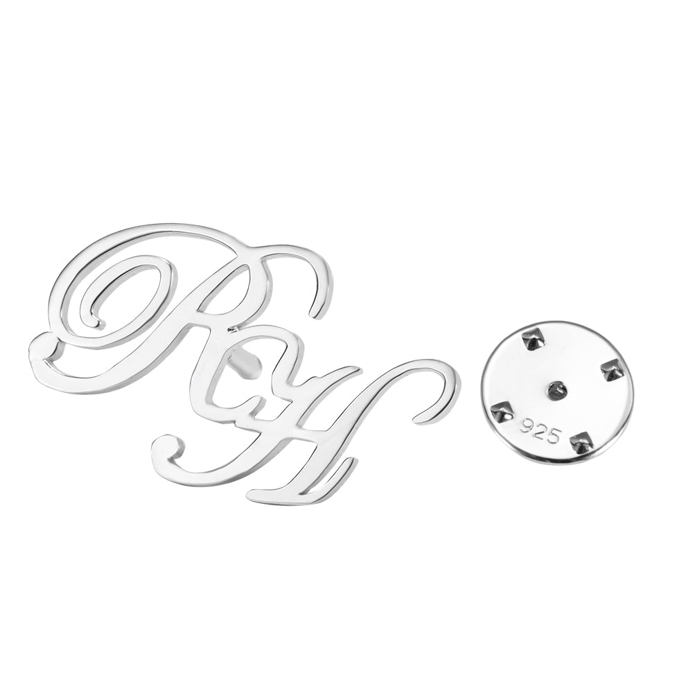 Personalized Letter Name Lapel Short Pin 925 Silver