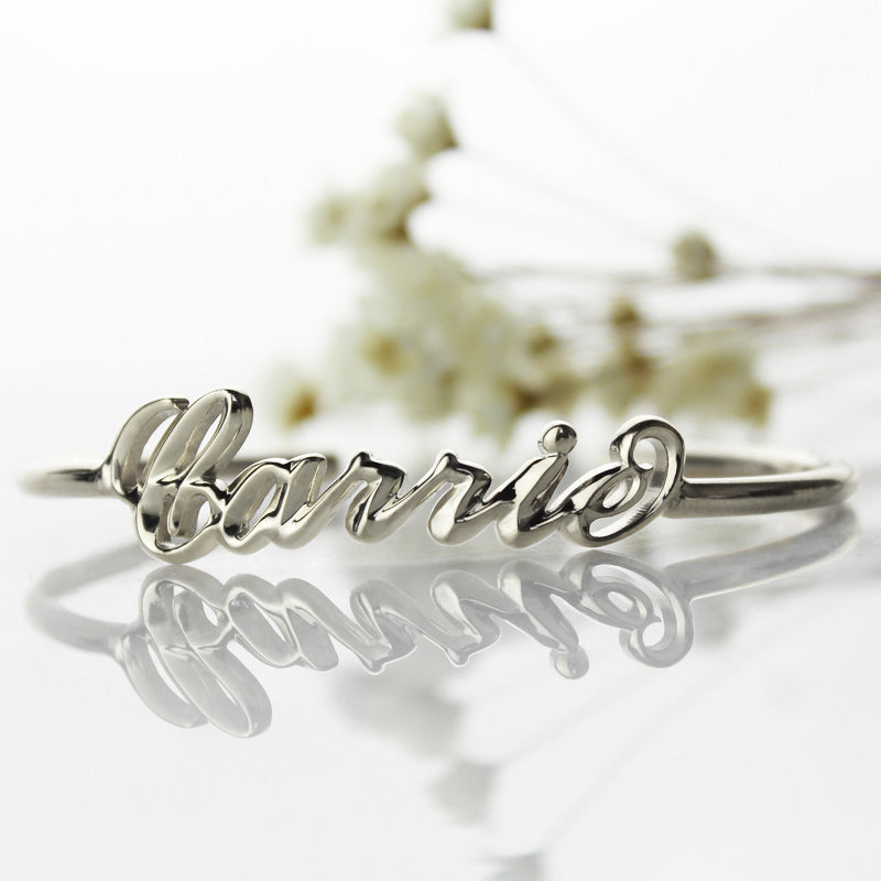 Personalized Carrie Style 3D Name Bangle Sterling Silver