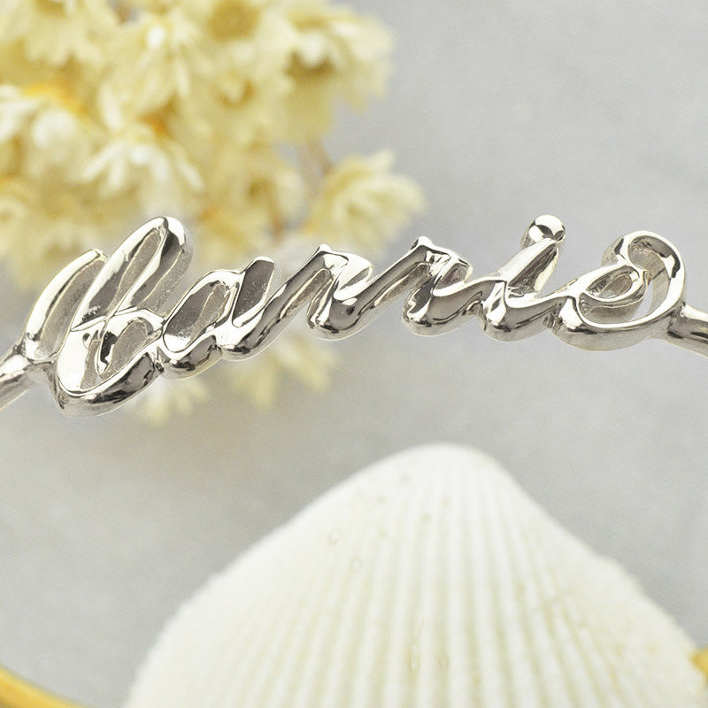 Personalized Carrie Style 3D Name Bangle Sterling Silver