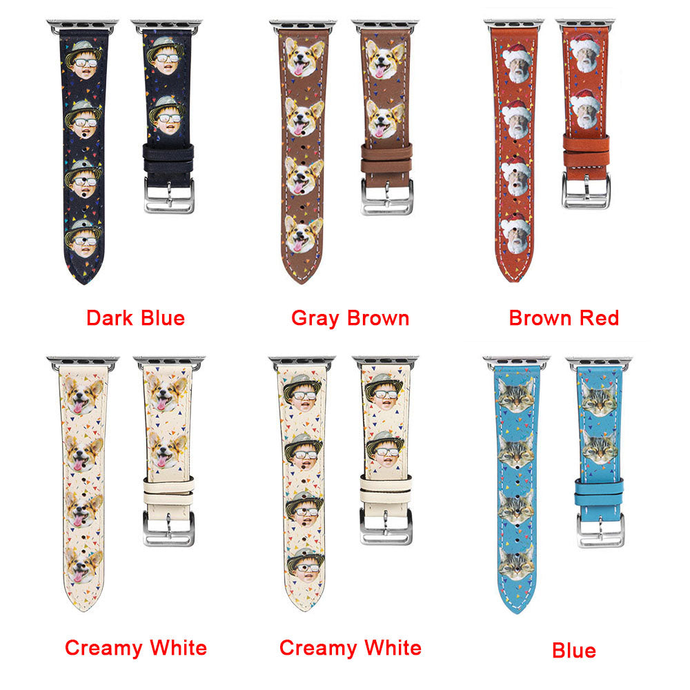 Personalized Photo Leather Watch Band for Apple Watch