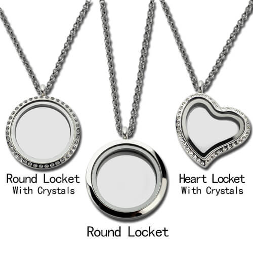 Birthstone Heart Floating Locket Necklace Stainless Steel