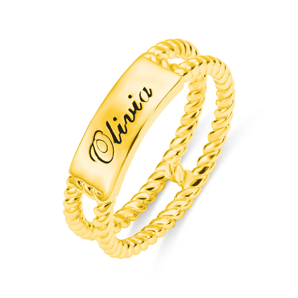 Personalized Twisted Rope Ring In Sterling Silver