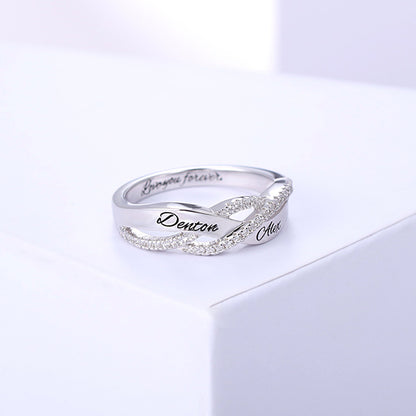 Engraved Name Sterling Silver Twisted Ring