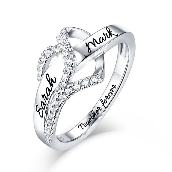 Customized Heart CZ Ring Sterling Silver