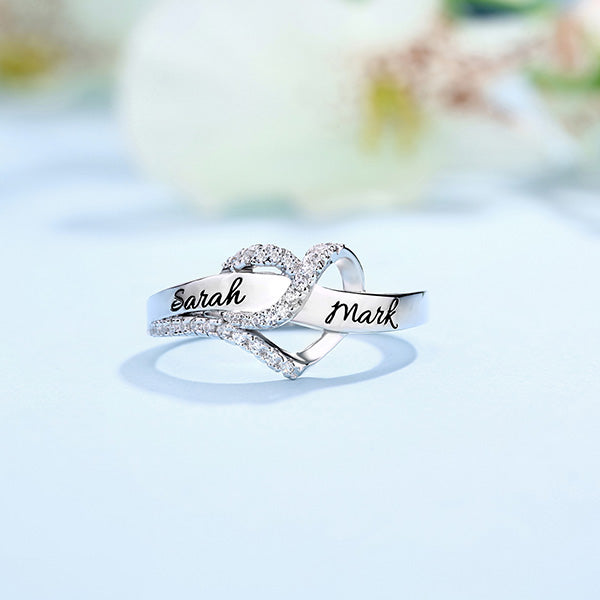 Customized Heart CZ Ring Sterling Silver