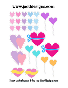 A Variety of Hearts Stickers
