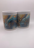 Hubby and Wifey Mug Blue Gold Marble