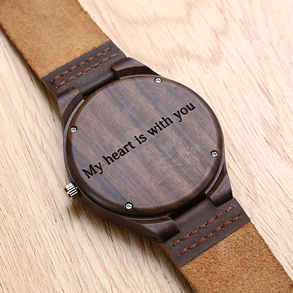 Engraved Classic Wooden Photo Watch
