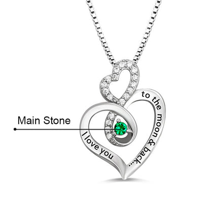 Custom Infinity Heart Birthstone Necklace Sterling Silver
