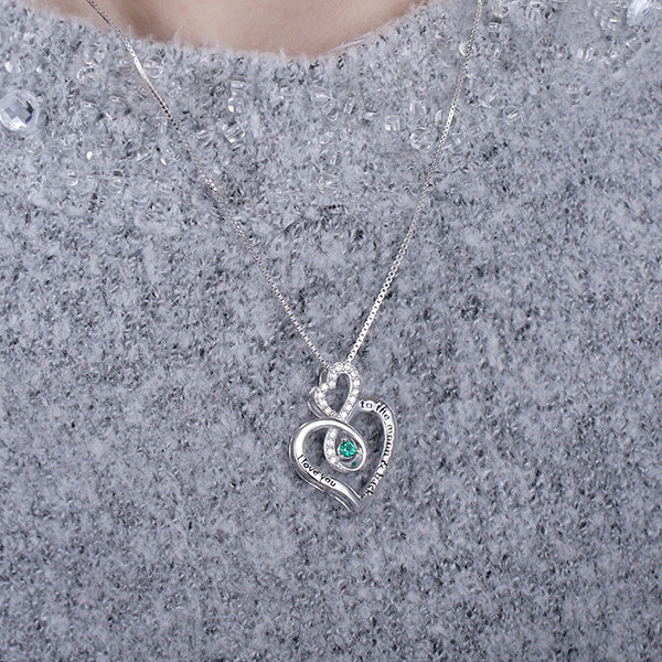 Custom Infinity Heart Birthstone Necklace Sterling Silver