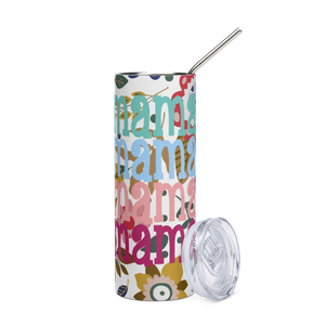 Mama With Floral Background Tumbler