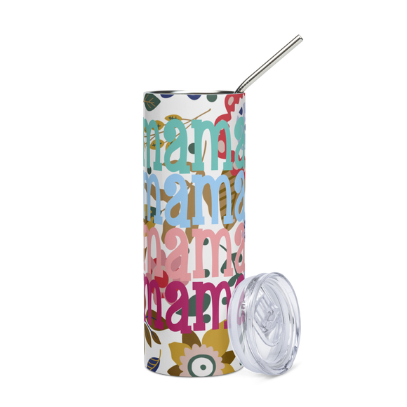 Mama With Floral Background Tumbler