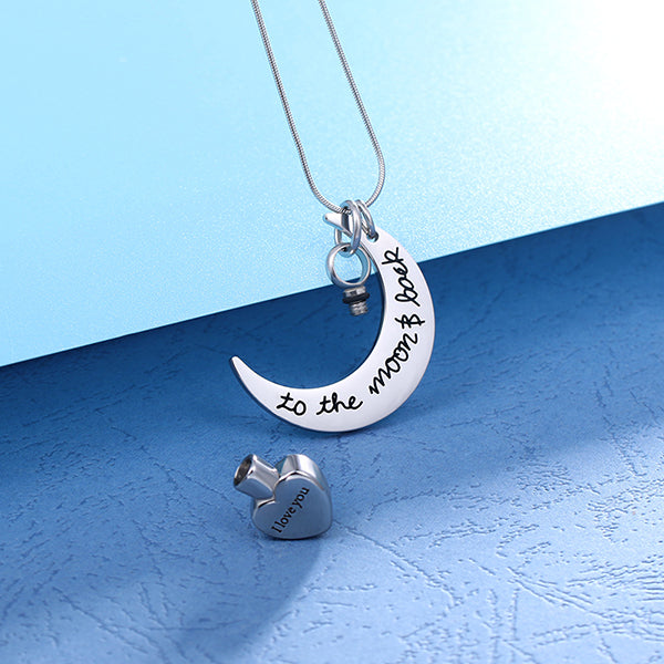 Personalized Love You To The Moon & Back Urn Necklace For Ashes